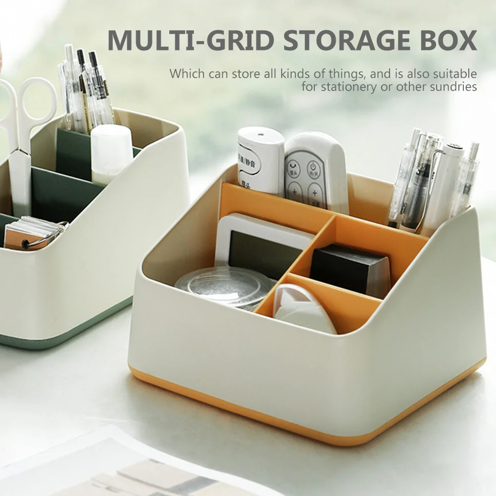 

Desktop Organizer Box for Stationery Storage Multi-Grid Design Home Office Desk Tidy Holder Yellow Small Space-Saving