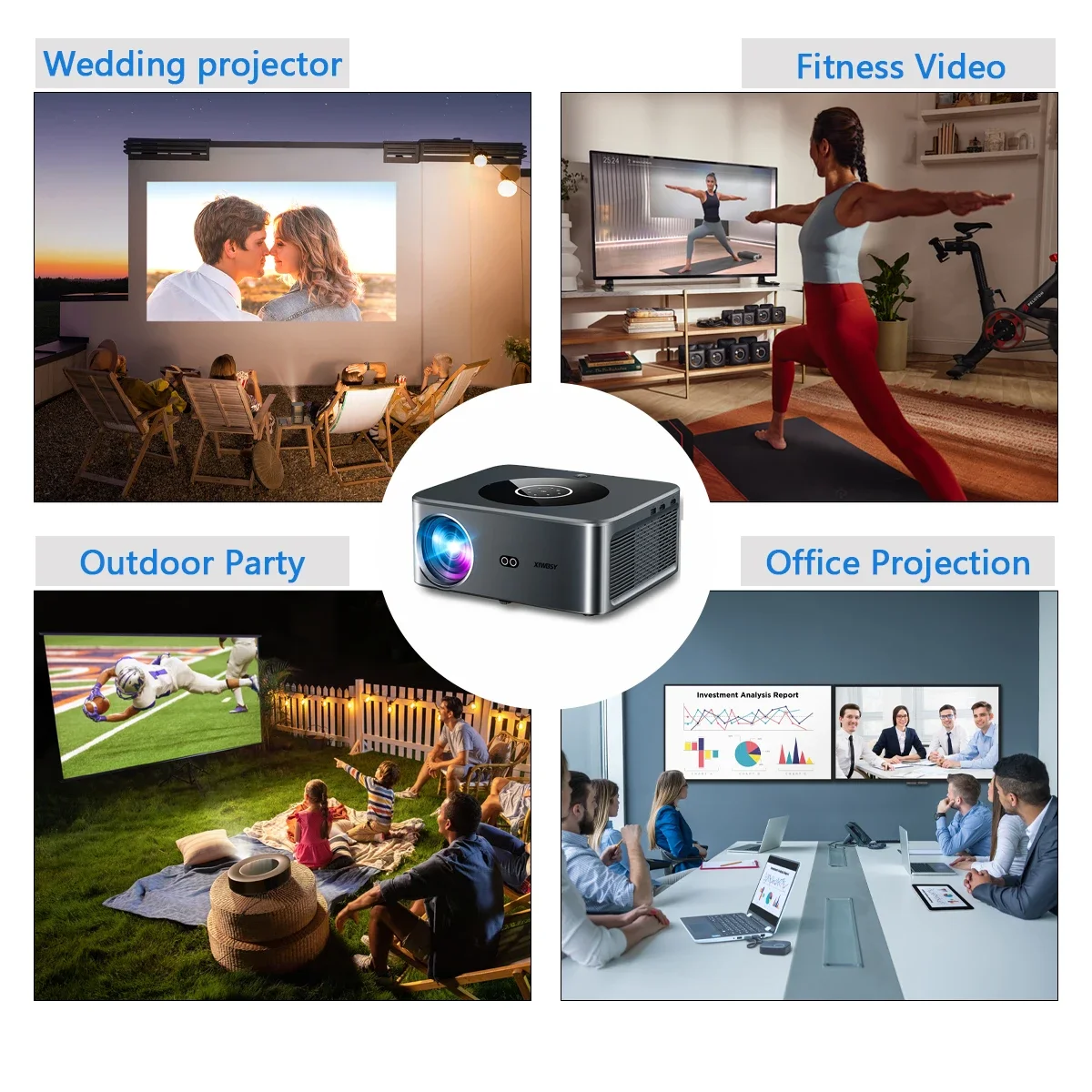 XIWBSY 25000 lumen Android 4K LED-projector 800ANSI WiFi 6 Bluetooth-projector Video Home Theater Autofocus / Keystone-projector