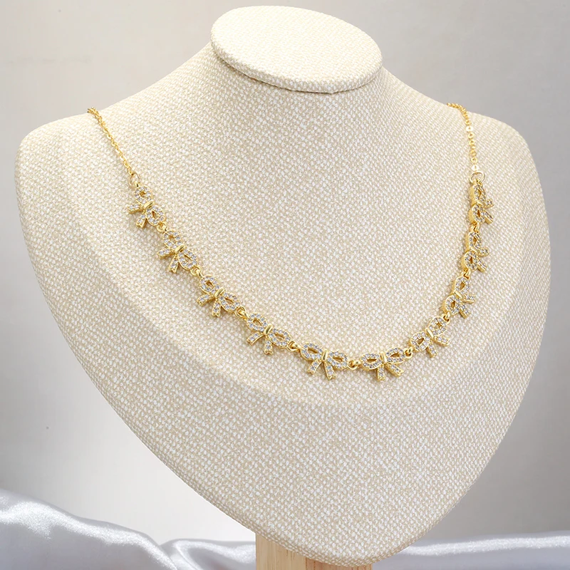 Sweet Bow Bracelet/Necklace Adjustable Jewelry Exquisite Women's Jewelry Accessories Gold-Plated Brass Material:VL492 VL493