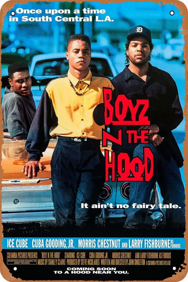 QIAN&XII Boyz n The Hood Movie Poster Retro Metal Sign Vintage Tin Sign for Cafe Bar Man Cave Office Garage Home Wall Decor