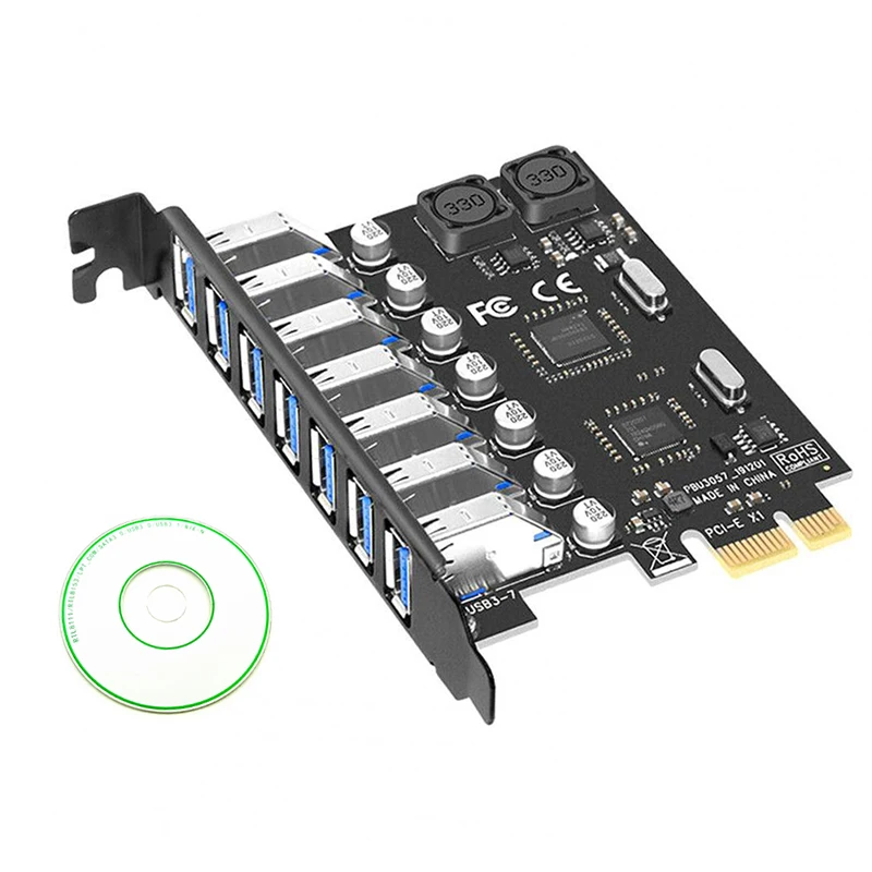 USB 3,0 PCI Express адаптер PCI e на 7 портов USB 3 Расширенный адаптер карта USB3 PCIe PCI-e x1 контроллер конвертер для майнера BTC