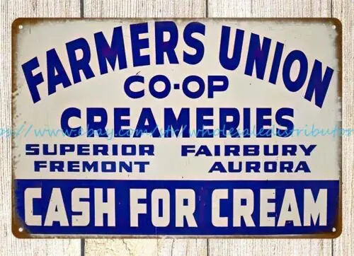 tin collectible Farmers Union Coop Creamery Nebraska dairy farm metal tin sign