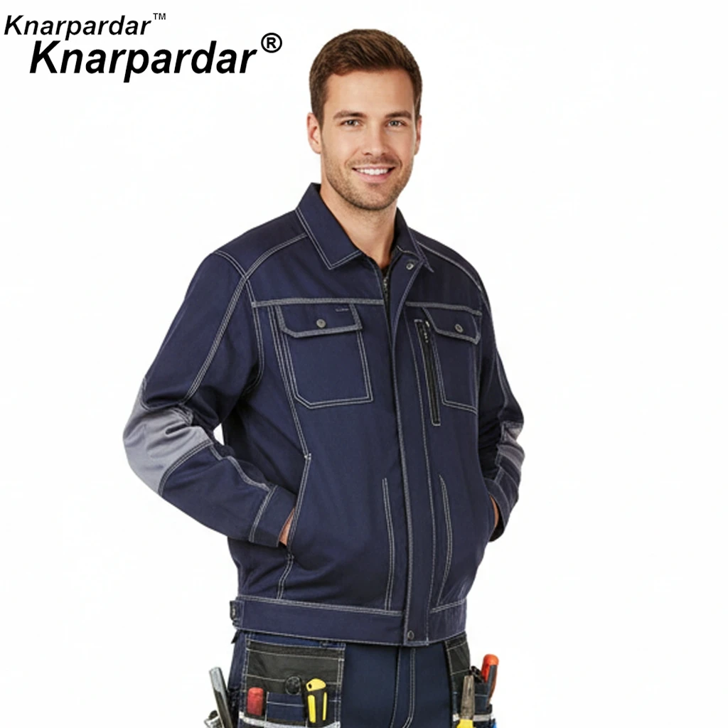 

Work Wear Industrial Jacket - Durable Grey and Black Workwear with Reinforced Stitching and Multiple Pockets