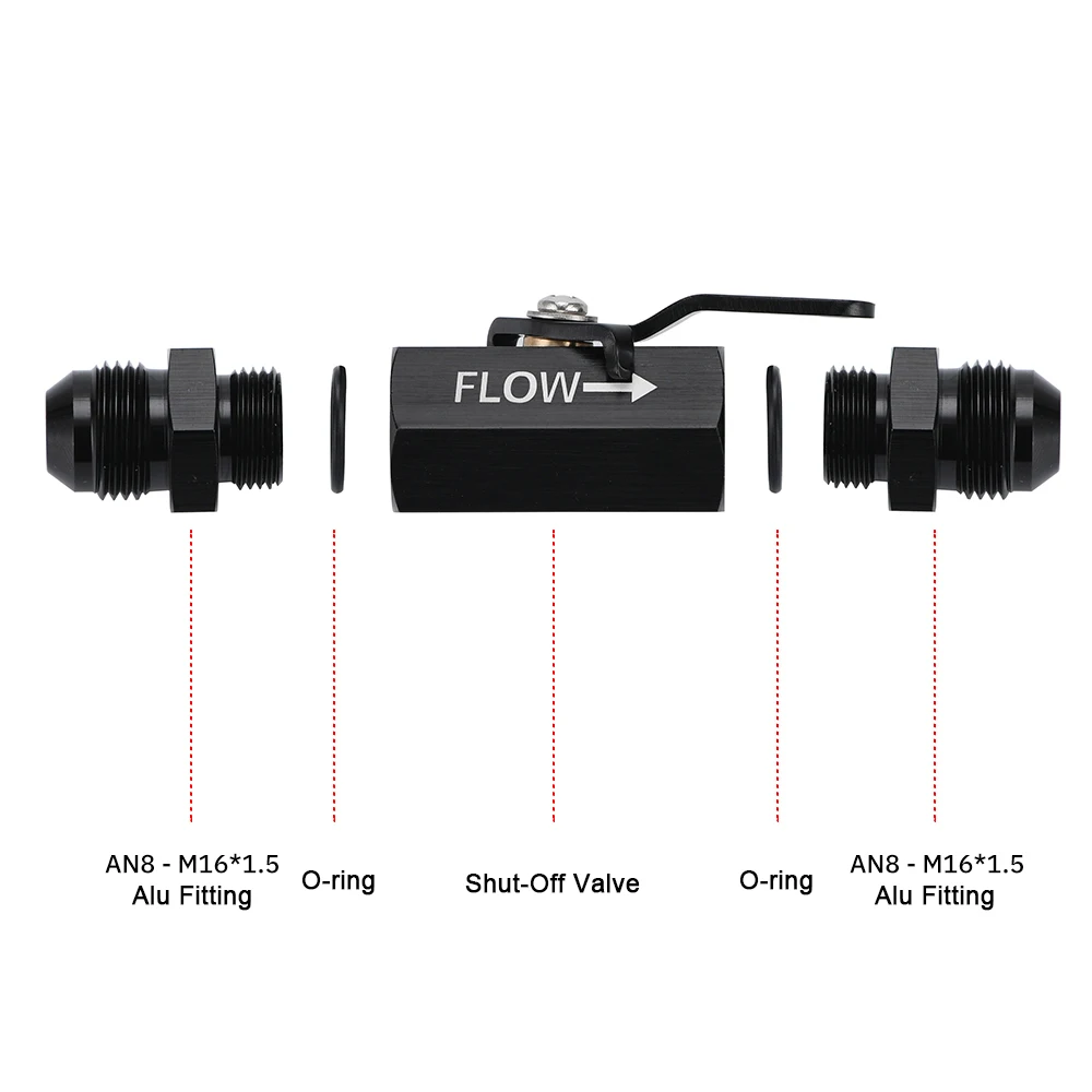 VR - AN6 AN8 AN10 Aluminum Inline Fuel Filter Shut Off Valve Cut Off Valve Fitting w/ Cable Lever 1Pcs