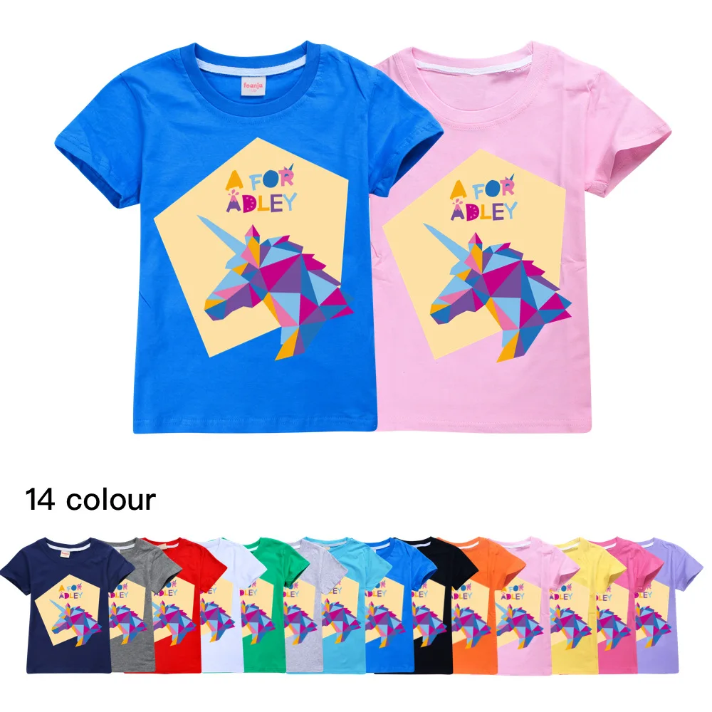 

Fashion A FOR ADLEY T Shirt Kids Short Sleeve Tops Toddler Girls Casual TShirt Teenager Boys Cotton T-shirts Children's Clothing