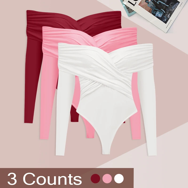 Women's Three Piece Set Bodysuits New Spring Sexy Backless Corset Slim Fashion Crossed Long Sleeves Casual Elegant Lady Clothing