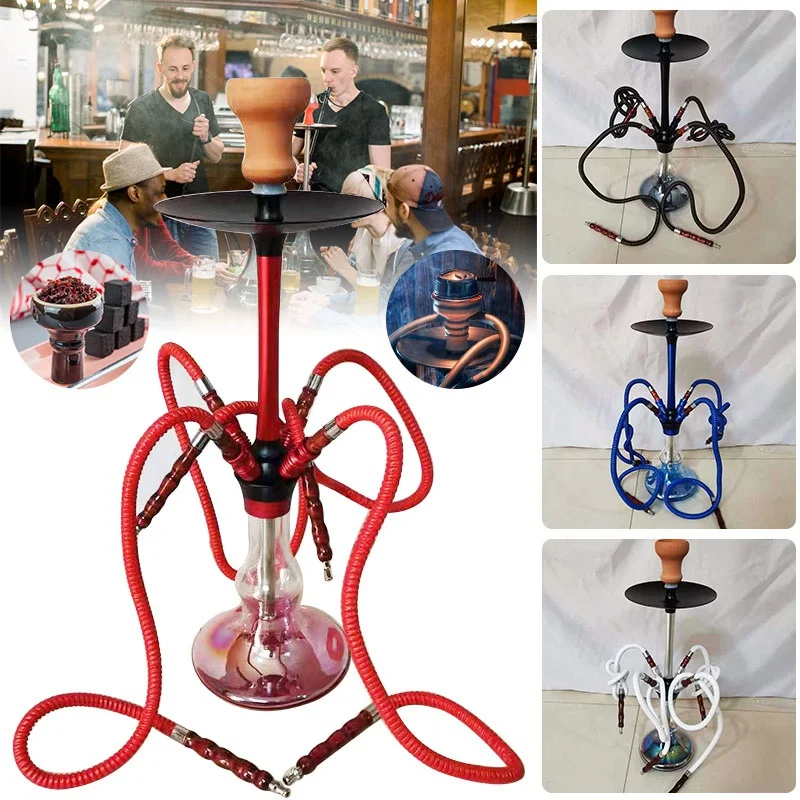 New 4-Tube Glass Medium Shisha Hookah Suit Multiplayer Hookah Ceramic Bowl Hookah Accessories