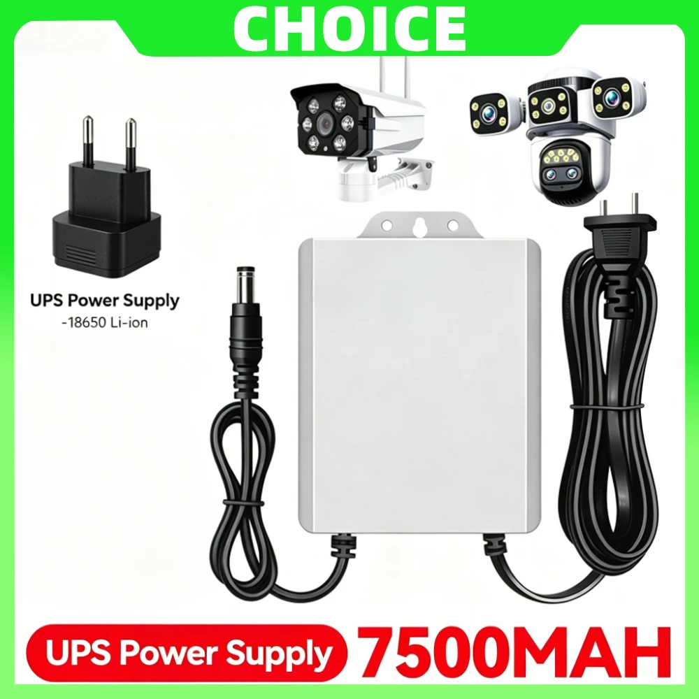Battery UPS 7500mAh Battery Backup Power Adapter 8+ Hours During Power Failure Uninterrupted Power for Security System