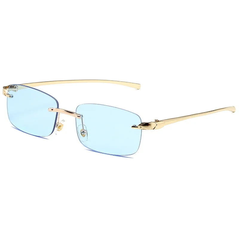 Nieuwe Rechthoek Vintage Zonnebril Vrouwen Mode Winkelen Vierkante Kleurrijke Klassieke Casual Frameloze Randloze Mannen Zonnebril UV400