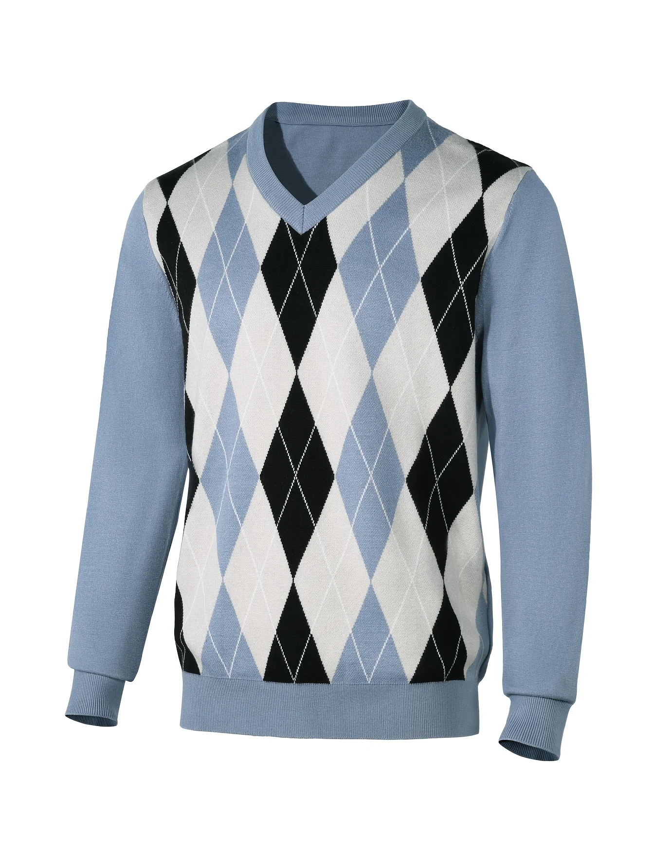 LVLAEA Jacquard a cuadros para hombre, ropa de calle de invierno y otoño, camisa de manga larga con cuello en V Y2K, Jersey de punto a la moda para hombre