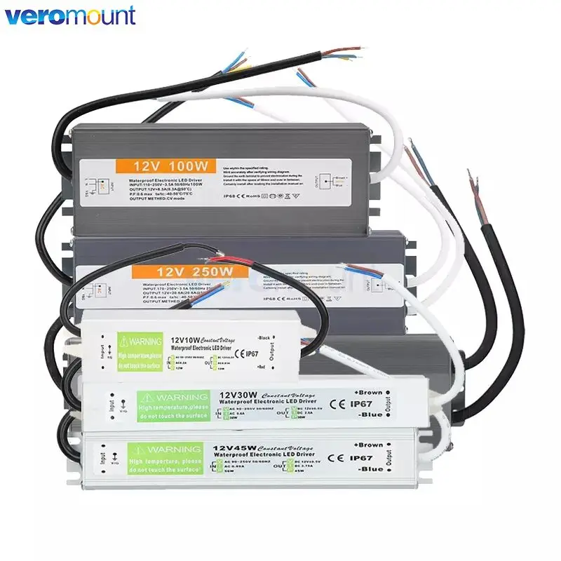 LED Driver impermeabile IP67 alimentatore DC 12V 24V trasformatore adattatore AC/DC per modulo luci di striscia LED accessori di alimentazione CCTV