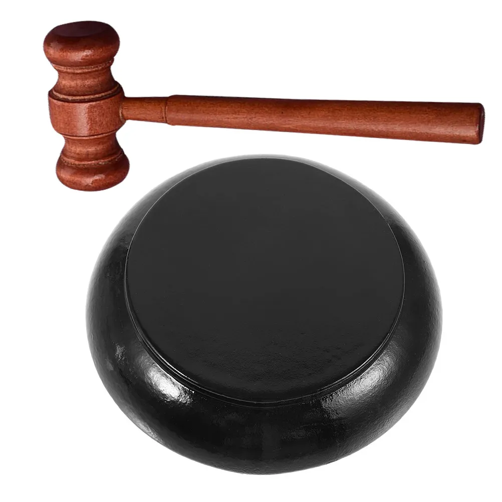 木製裁判官の小槌と音響ブロックセット（ロールプレイ、法廷、オークション主催者用小道具、天然木製）