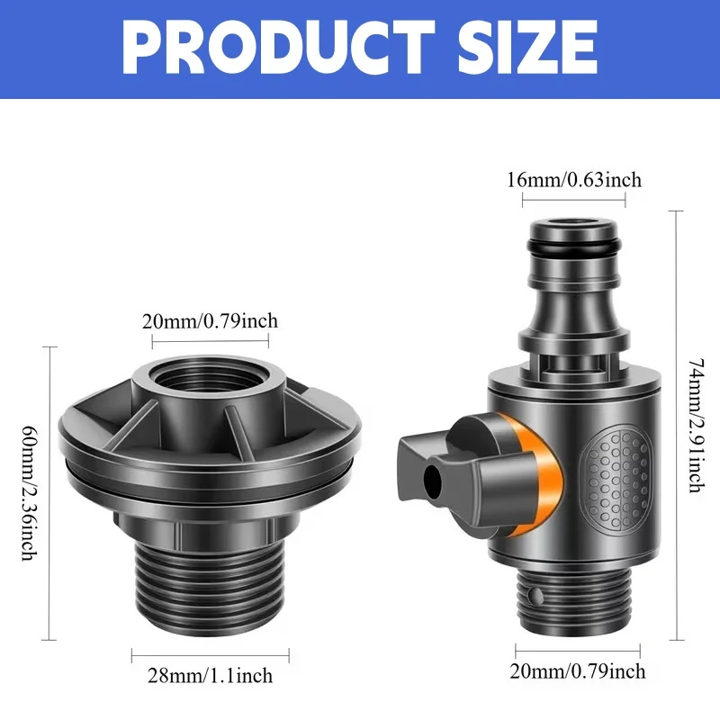 2 Stück PVC/IBC-Wassertankadapter, 1/2-Zoll-Wassertankadapter mit Ventil für Bewässerungs-/Wasserspeichereimer, Regentonne-Zapfhähne – Detail 3