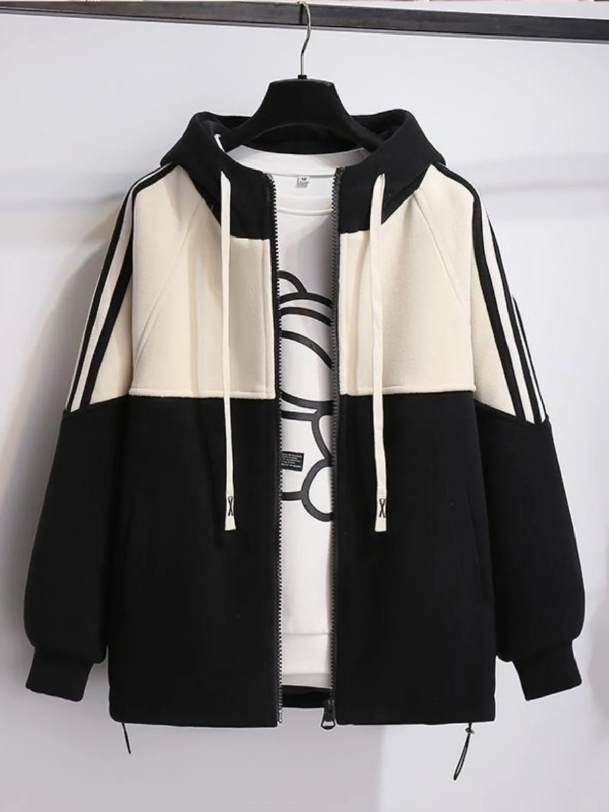 

plus Size Hoodie Women's Thiened Fce Casual Loose Cardigan Coat Autumn Winter Kangaroo ket Zipper Regular Fit Korean ...