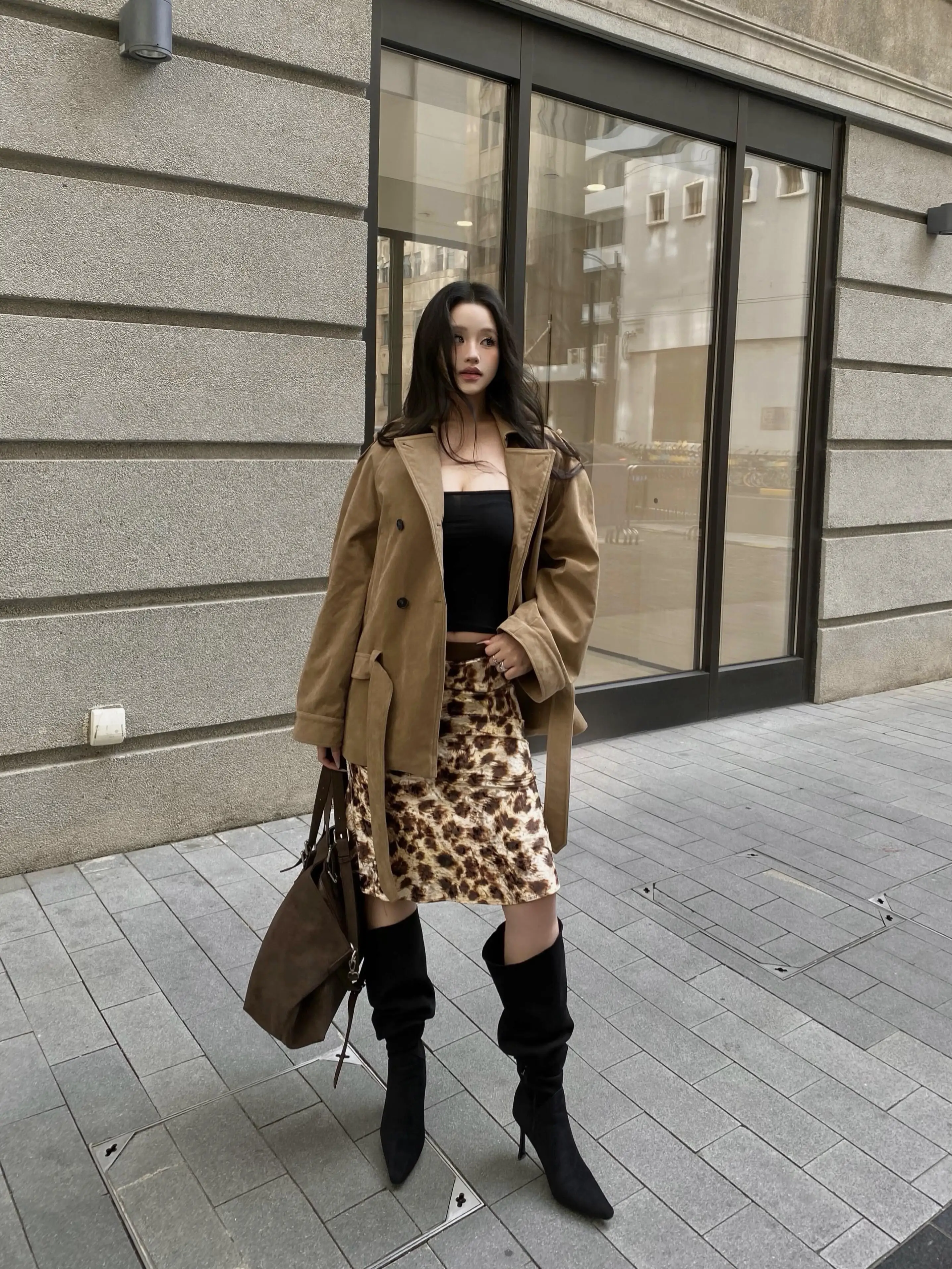 Sexy Print Velvet Half-length Skirt Women's High-waist A-line Fish-tail Skirt American Retro Elastic Waist Leopard Print