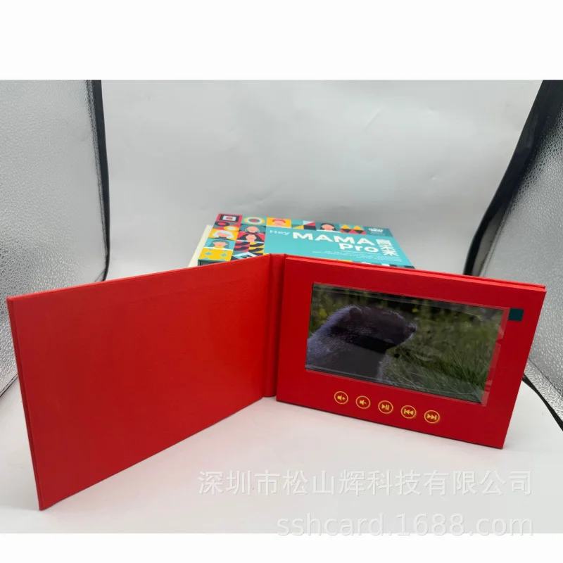 

Custom. 7inch Video Greeting Card Deluxe Red Exquisite Business Exquisite Advertising Media Equipment