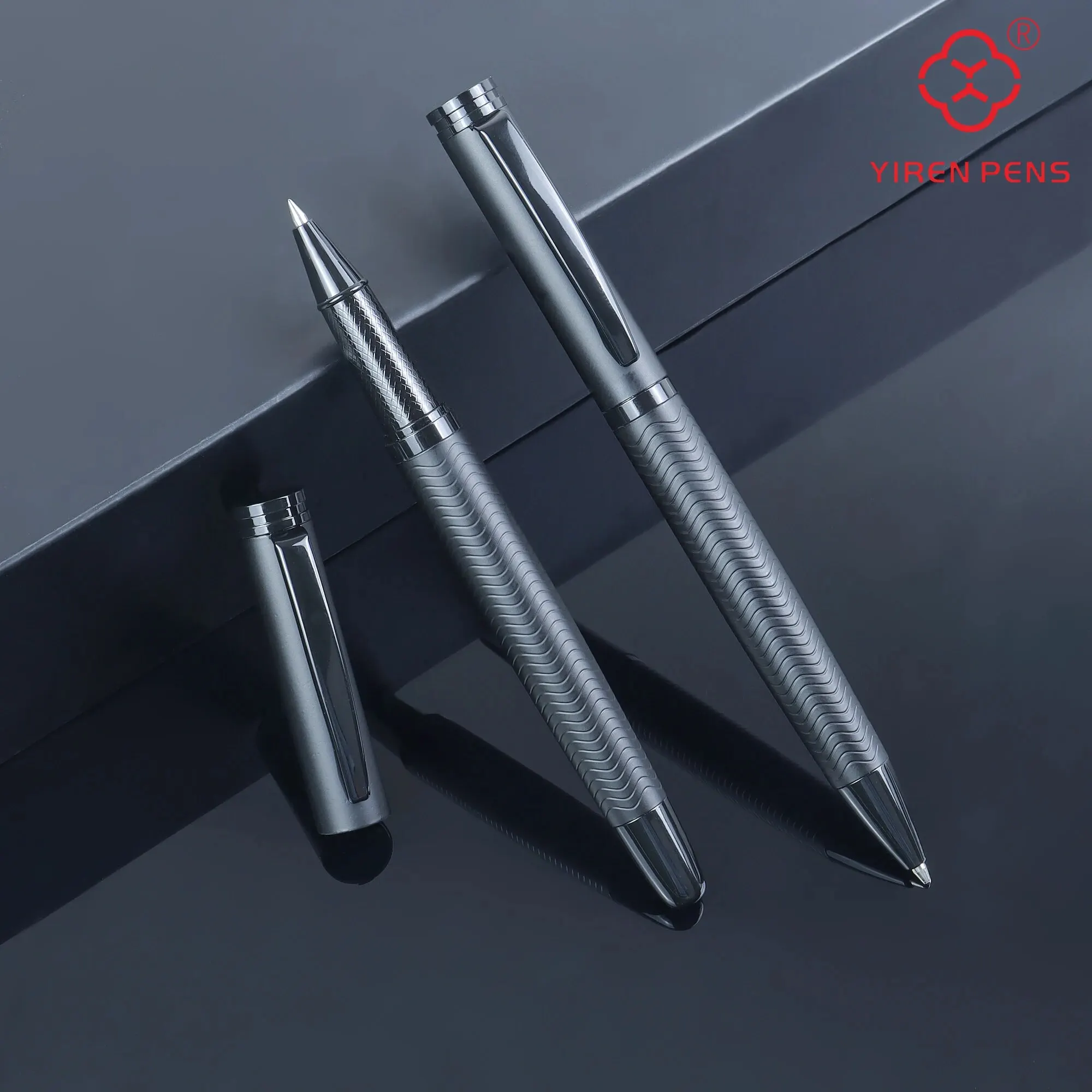 1 Pen Set, Including 1 Rollerball Pen And 1 Ballpoint Pen,High-end Business Signature Office Gift Stationery,Black Ink