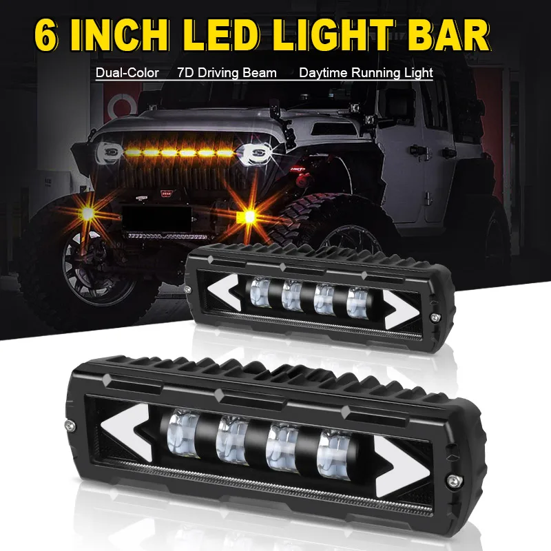 7D 6D LED Light Bar offroad Driving Running Light 6 Inch Lens led light bar for Niva lada 4X4 ATV SUV Truck Tractor 12V 24V Moto