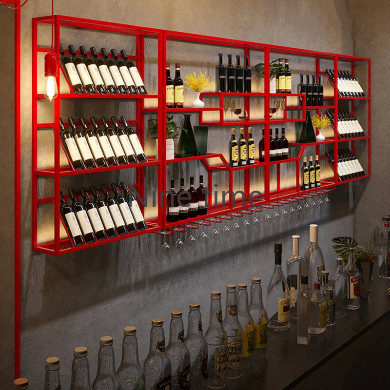 Inverted Cocktail Wine Cabinets Modern Living Room Wall Mounted Bottle Bar Cabinet Retail Unique Barra De Vino Liquor Furniture