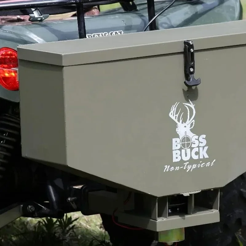 Boss Buck 80 LB Capacity Spreader | Spacious Versatile Durable Adjustable Flow Rate ATV Feeder | Feed, Salt, Fertilizer