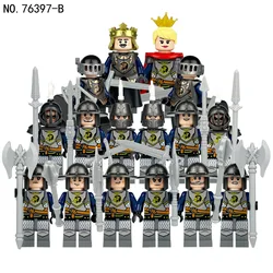 16pcs/set Medieval Warfare Roman Soldier Building Blocks Doll King and Queen Accessories Figures For Children Model Toys 76397