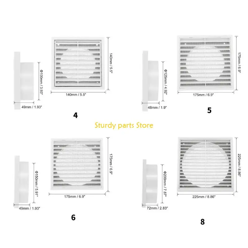 97QC Saída ar Vent Grelha Grelha Tampa Quadrada Ventilação Secador Tampa Durável