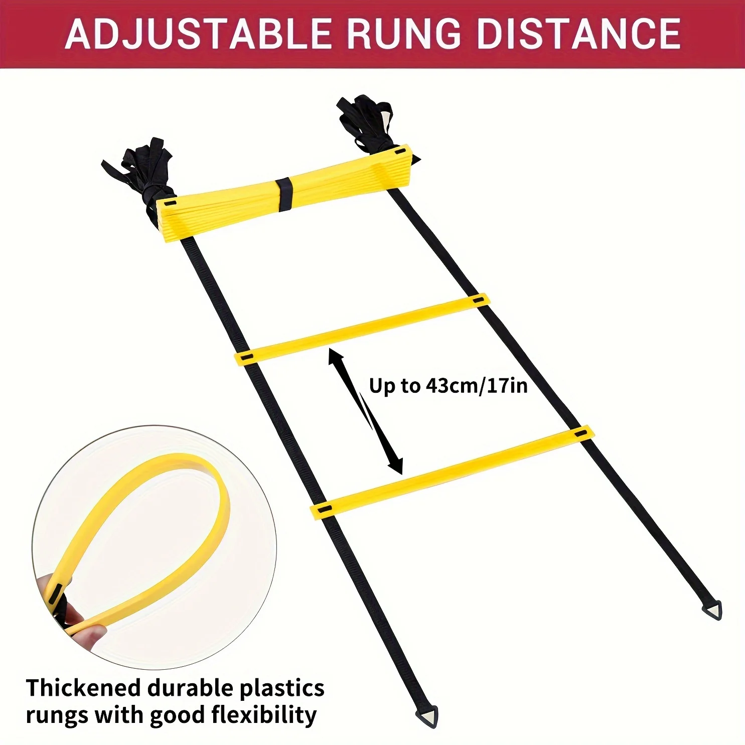 Agility Ladder For Speed Training - Improve Footwork, Coordination, And Quickness - 8, 12, Or 20 Rungs - Includes Carry Bag