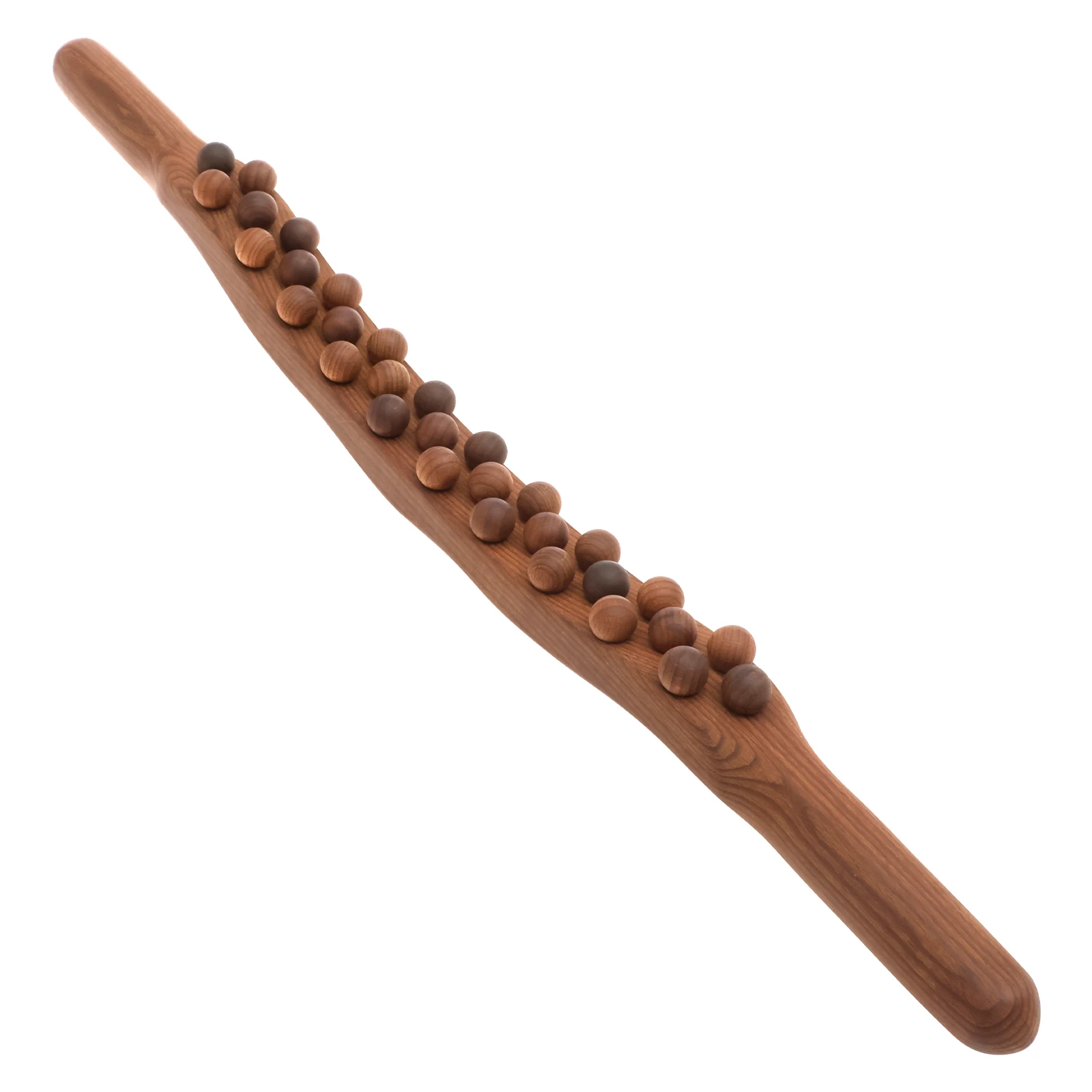 Massage Roller Stick 31 Beads Beech Wood Massage Stick Tool with Ergonomic Arc Design for Fitness Enthusiast Office Worker