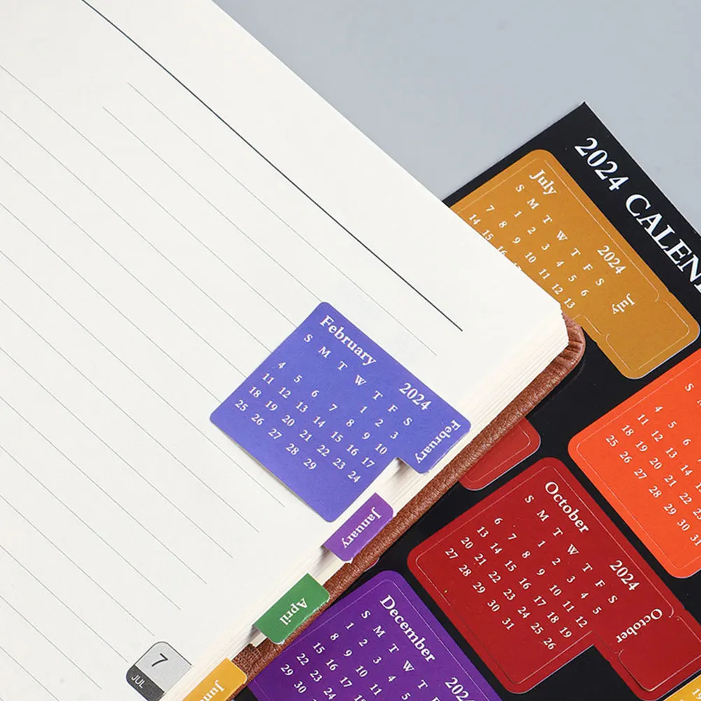 4 Sheets Colored Calendar Index Stickers Self Adhesive Notebook Tabs Planner Accessories Office Study Daily Use Label Stickers