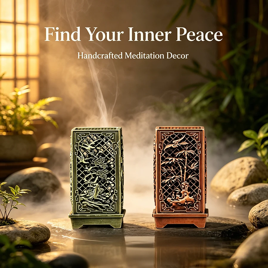 Chinese-inspired hollow metal incense burner Indoor aromatherapy furnace Christmas/Halloween/Easter/Diwali elegant home and tea