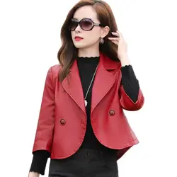 Fashion PU Leather Jacket Women's Clothes 2023 Spring Autumn New Chic Motorcycle Leather Short Suit Coat Female Korean Version