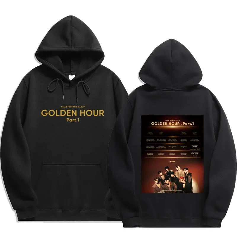 Hot Ateez GOLDEN HOUR part 1 Hoodies Men Fashion Long Sleeve Sweatshirts Men Cool Casual Harajuku Streetwear Pullovers