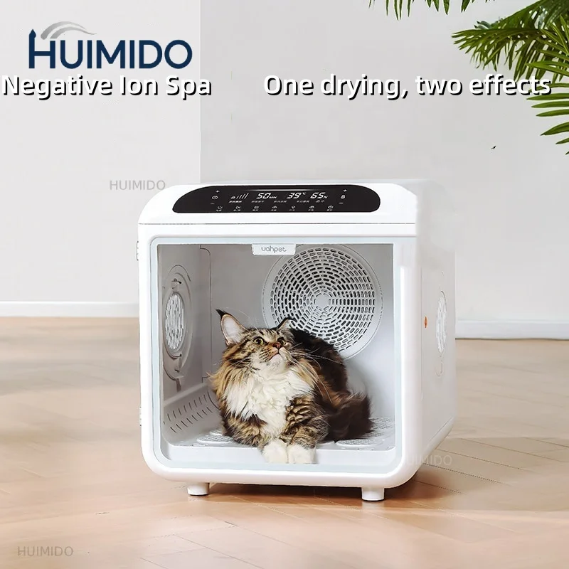 Customizable Pet Dryer Box Aromatherapy Gentle Wind Gear Wide HD Window for Sensitive Cats & Small Dogs