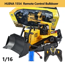 HUINA 1554 1/16 Scale Remote Control Bulldozer 2.4GHz 11CH RC Electric Toys with Lights & Sound for Adults /Boys Gift