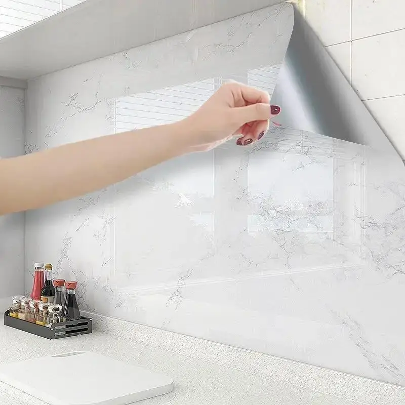 Removable Marble Contact Paper Self‑Adhesive Vinyl Wall Sticker Waterproof for Kitchen Worktop Bathroom Cabinet Renovation