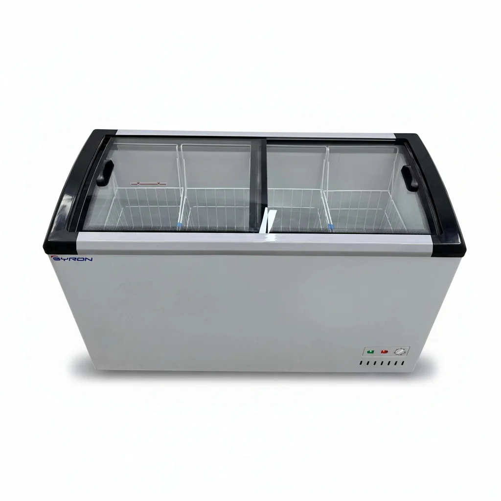 

Морозильный ларь для мороженого с антизапотевающим стеклом, 2-дверный, с LED-подсветкой, 1/2/3 полки, для сетей магазинов у дома