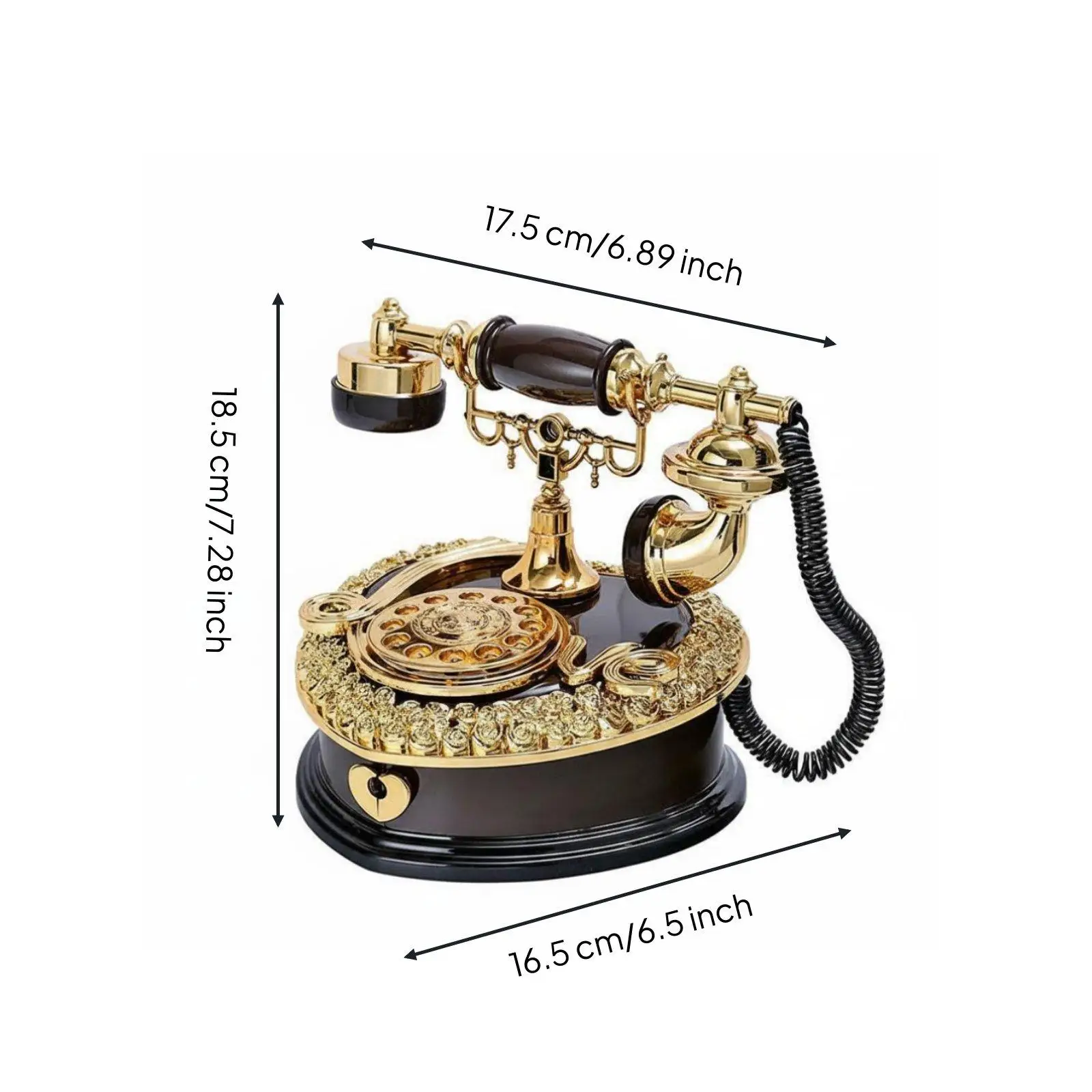 Vintage Rotary Phone Musical Box Decorative Retro Dial Telephone Musical Box Nostalgic European Telephone Ornament for Cafe,