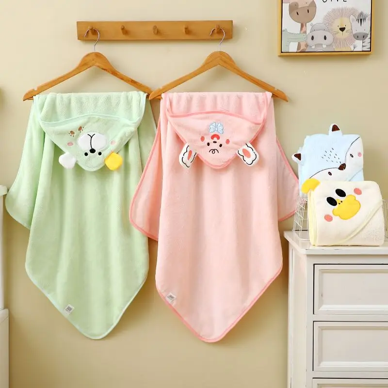 Coral fleece wearable blanket, cartoon cute home bath towel, highly absorbent, children's cover blanket bath towel