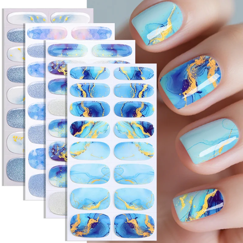 

16 Strips NO UV Light Gel Nail Wraps 3D Gold Shining Star Nail Sticker Decals Press On Nails Nail Art Decoration Nail Tips