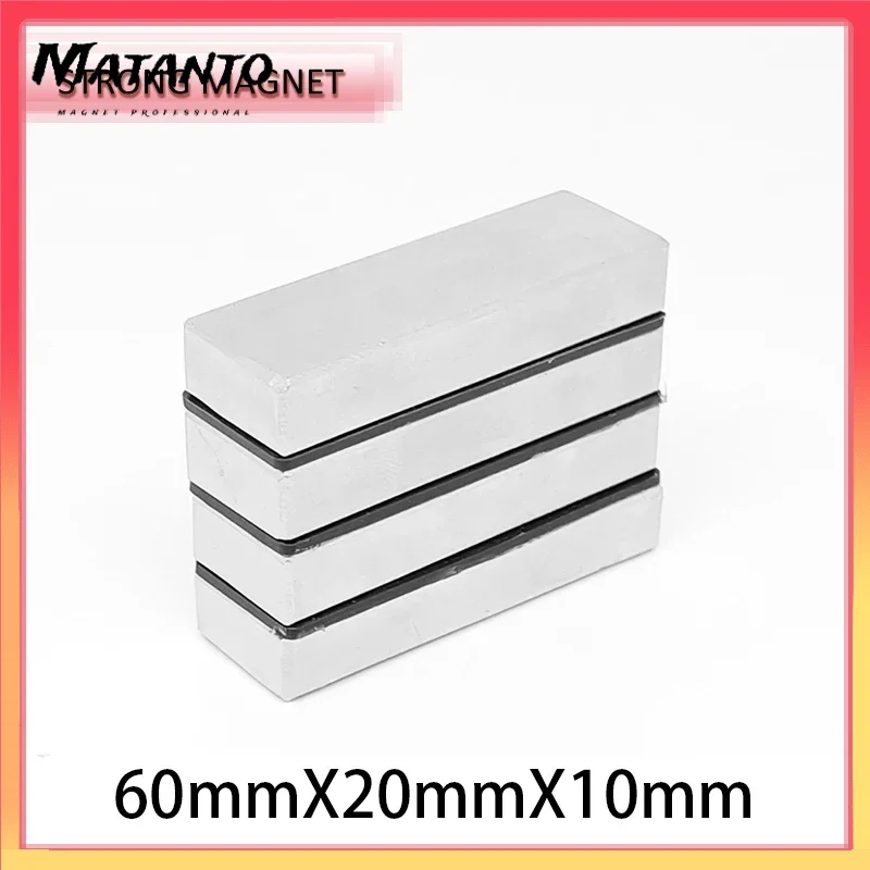 

60x20x10MM Super Strong Neodymium Magnet Strip Block Permanent Magnet 60x20x10mm Powerful Magnetic Magnets