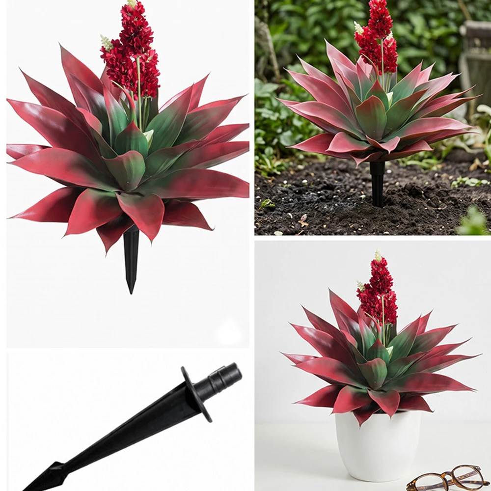 Bonsai Garden Indoor - Agave Artificial Grande com Flores Vermelhas,