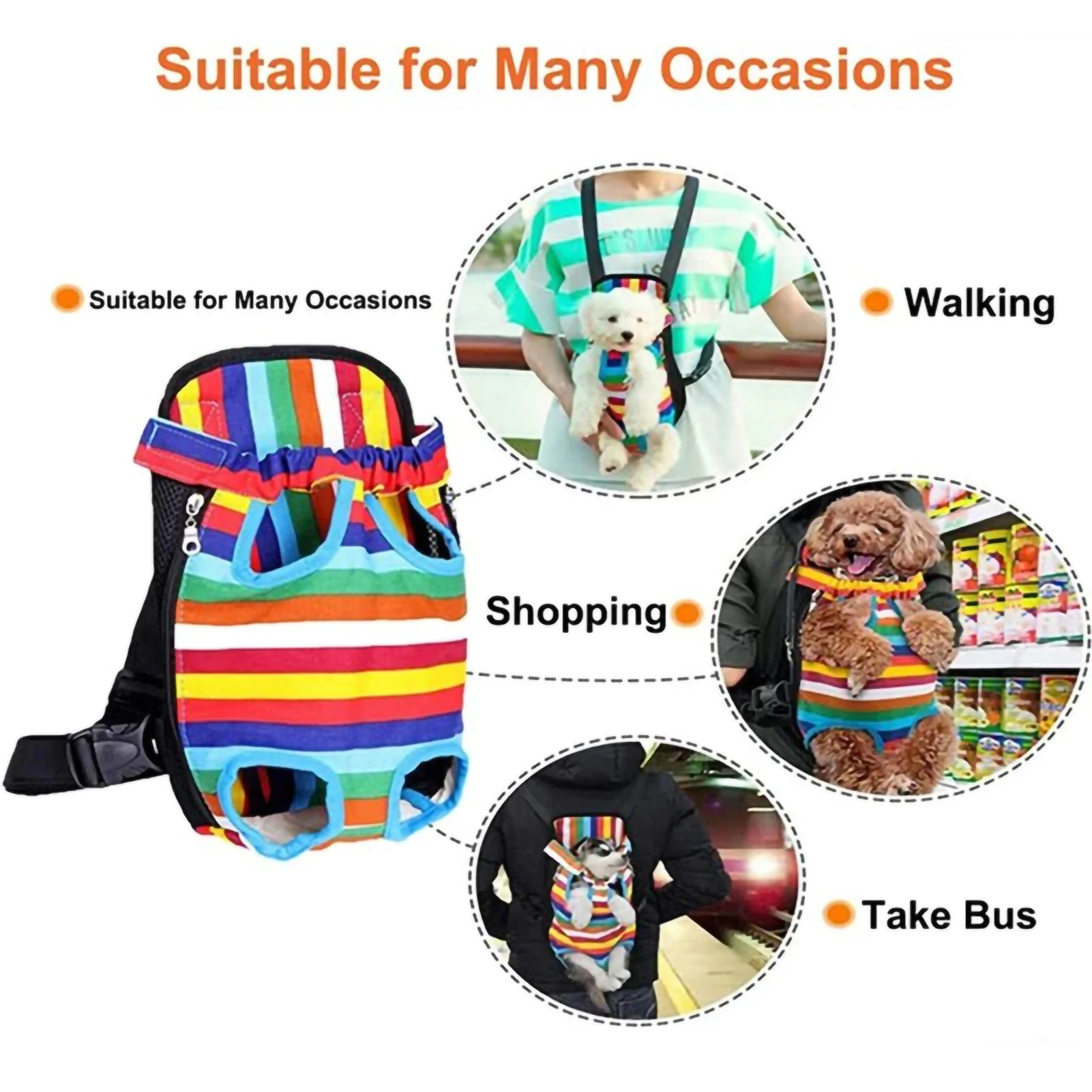 Respirável Pet Transportadora Mochila, Outdoor Peito Bag, Portátil, Transporte, Suprimentos para Viagens, Gato e Cão