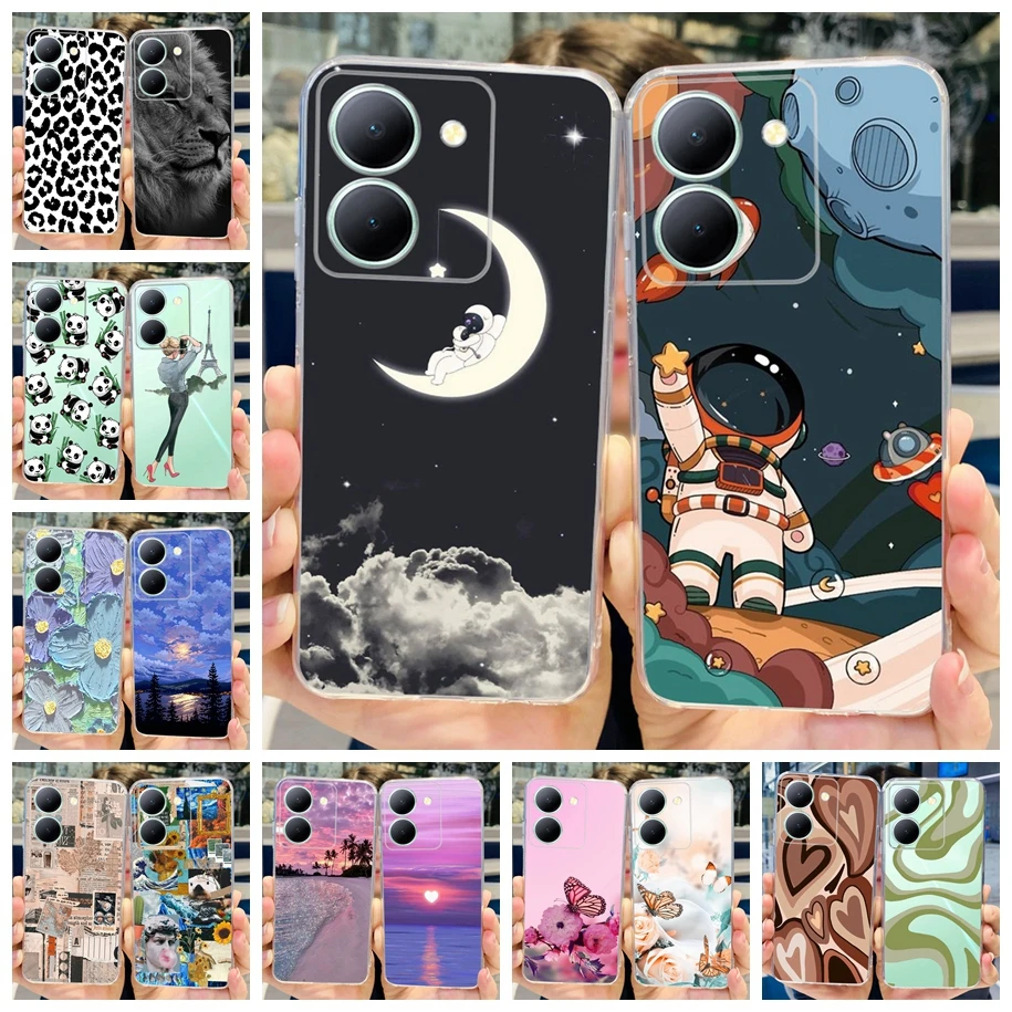 For Vivo Y36 5G Case 2023 Cute Astronaut Lion Cartoon Soft Clear Phone Cover For Vivo Y36 V2247 Y 36 Bumper on VivoY36 Protector