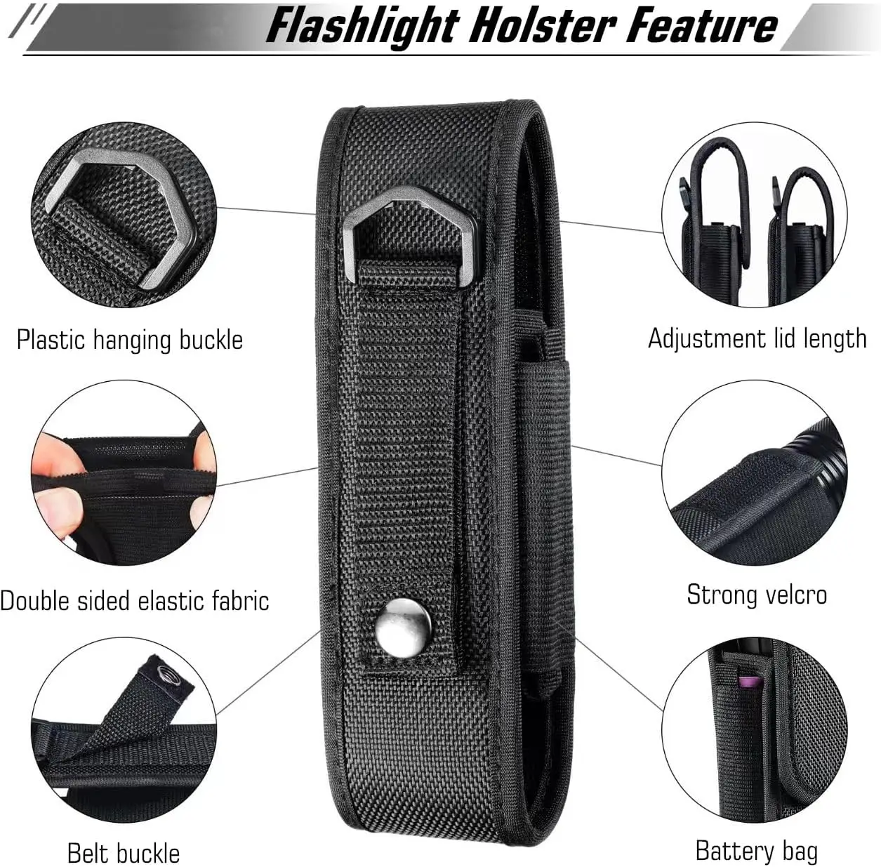 YONCONO Flashlight Holster Molle Tactical Torch Cover Case Nylon Adjustable LED Torch Pouch Fit 5\