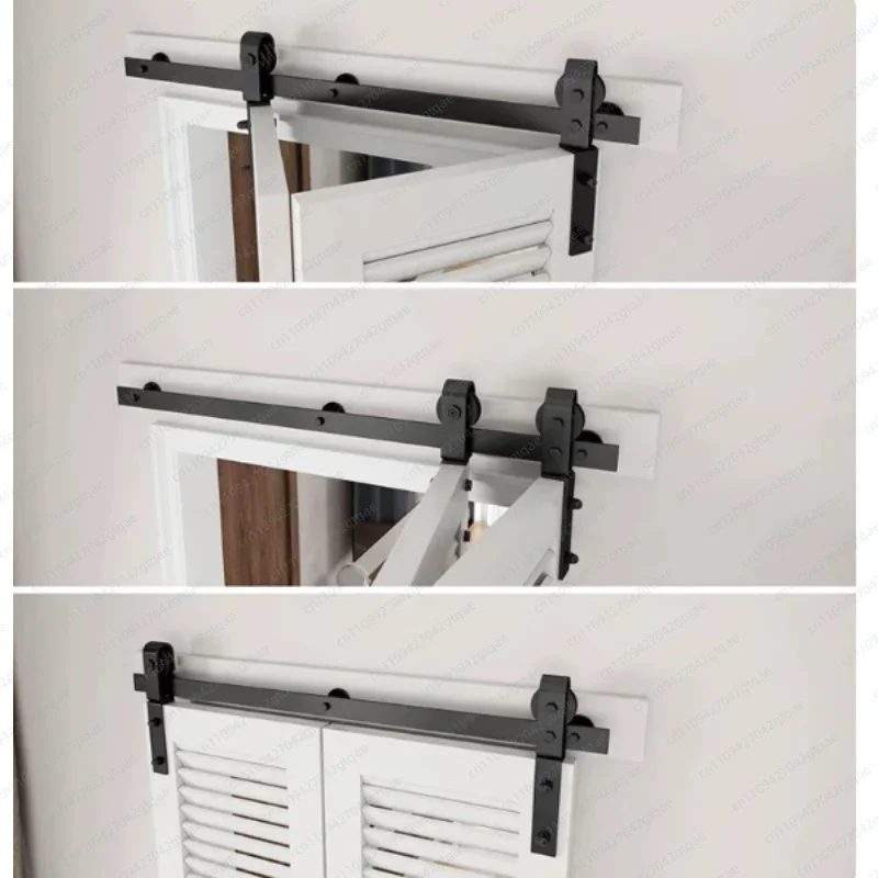 Folding Barn Door Hardware Kit Sliding Door Track Carbon Steel Rail Roller Hanger Hardware Set for Interior Doors