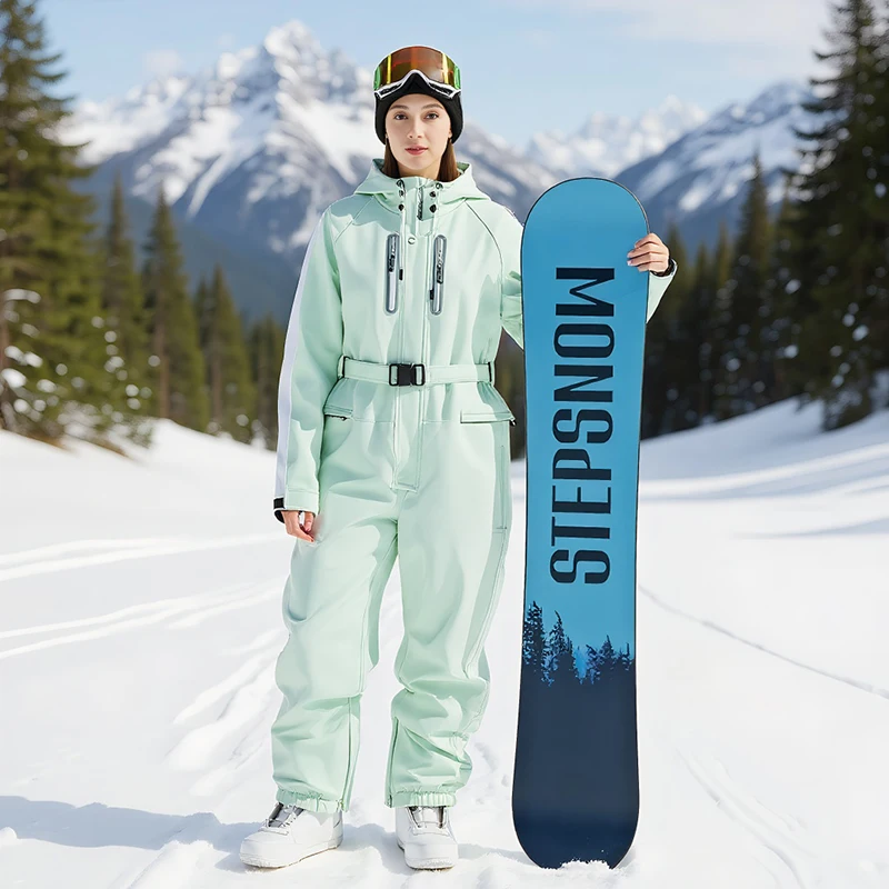 

Новый цельный лыжный костюм, мужской зимний двойной ветрозащитный водонепроницаемый теплый костюм, женский уличный дышащий спортивный зимний костюм с капюшоном