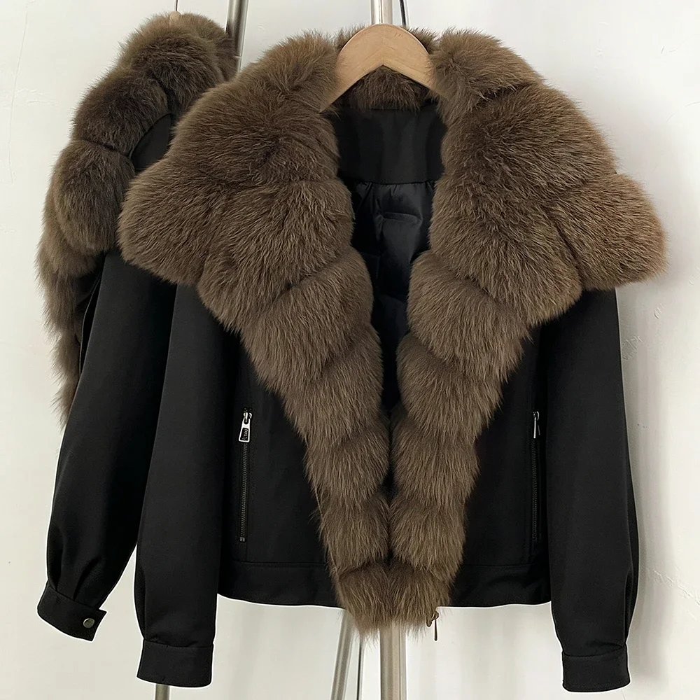OFTBUY 2026 Neue Winter-Daunenparka für Damen mit Echtem Fuchspelzkragen, Natürliche Pelzjacke, Warme Jacke mit Pelzmanschetten, Lässiger Mantel, Oberbekleidung – Detail 7