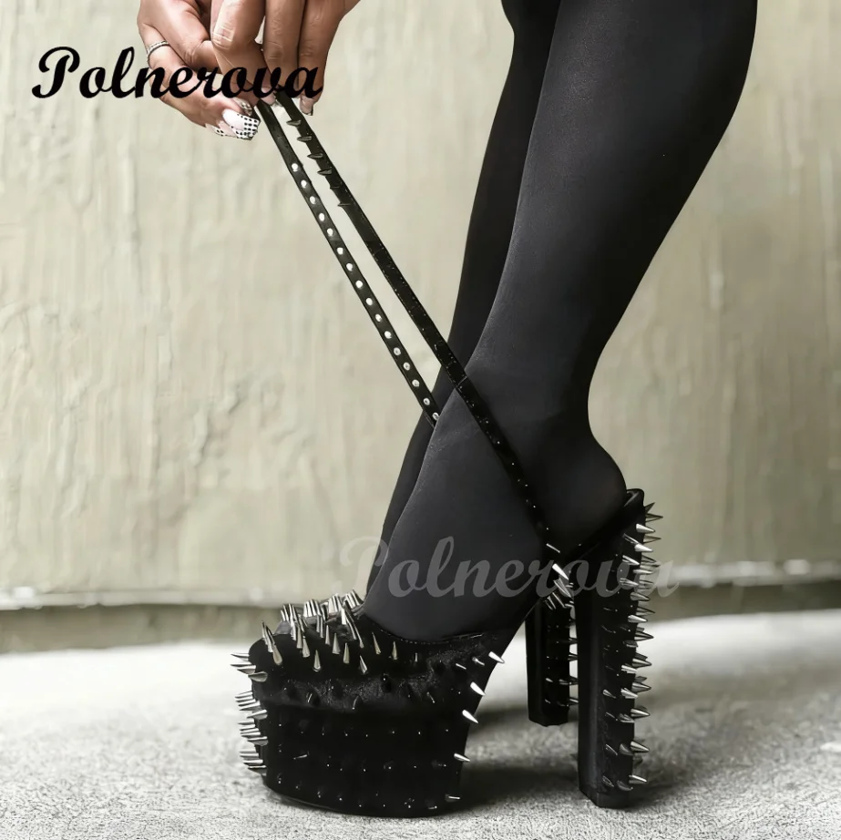 

Rivets Platform High Heel Sandals Chunky Heeled Pumps Novelty Designer Elegant Ladies Party Women Shoes Zapatos Para Mujere