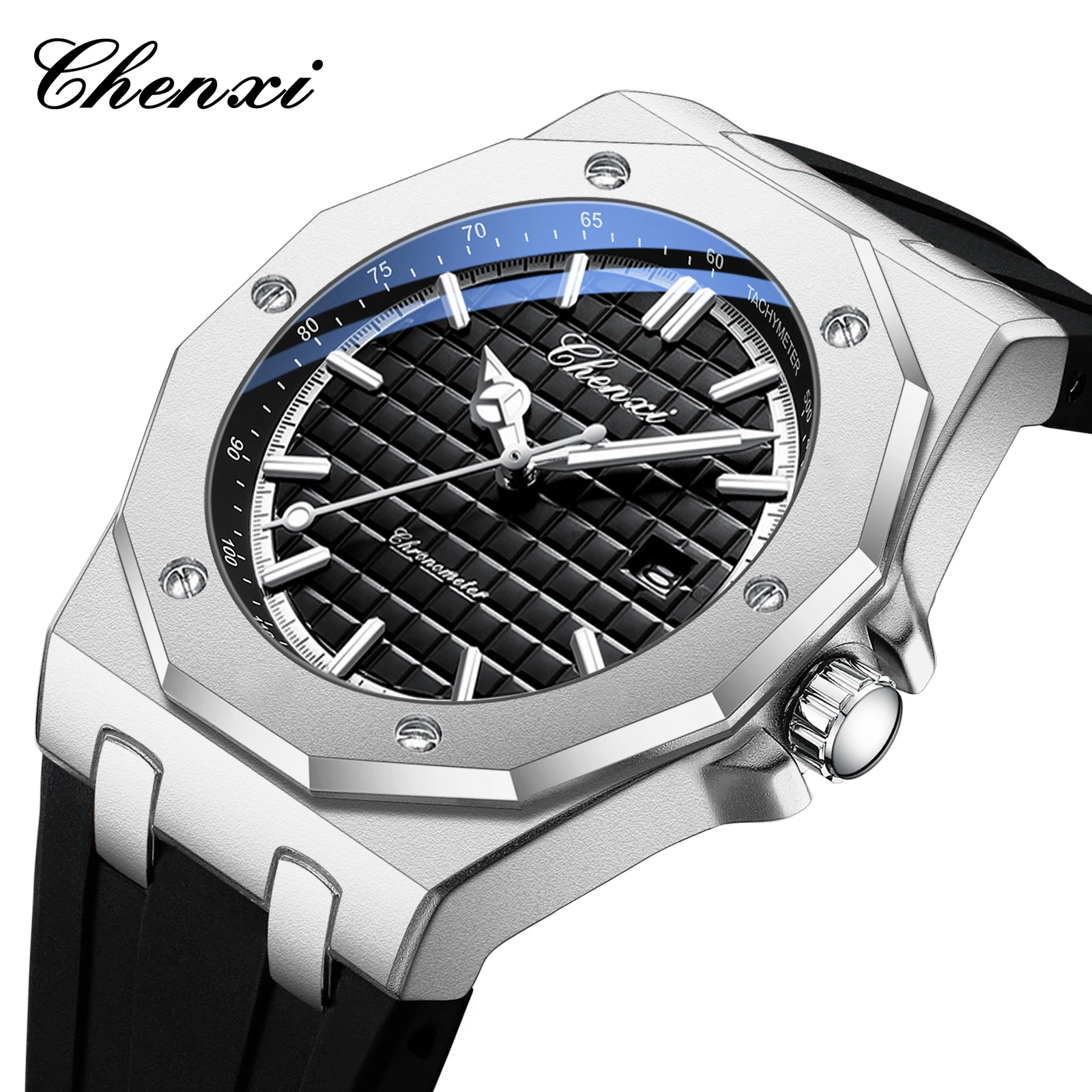 

CHENXI 8268 Men's Quartz Watch Luminous Silicone Strap Waterproof Calendar Sports Casual Watches for Men reloj hombre