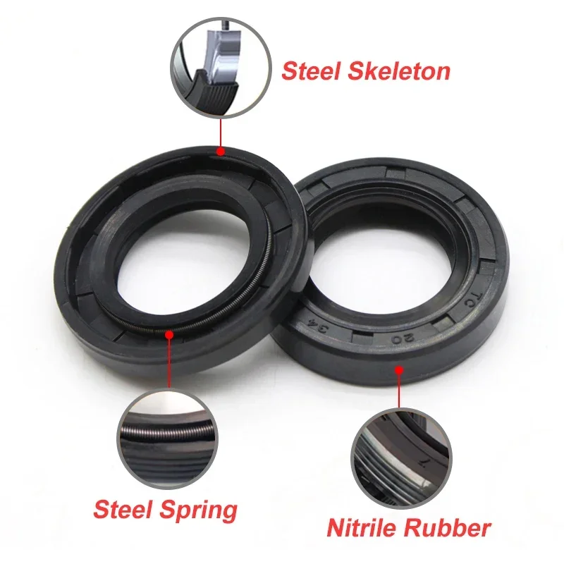 TC NBR Oil Seal ID30/32mm OD 38mm ~ 75mm THK 5~12mm Nitrile Rubber Oil Resistant Double Lip Skeleton Rotating Shaft Gaskets